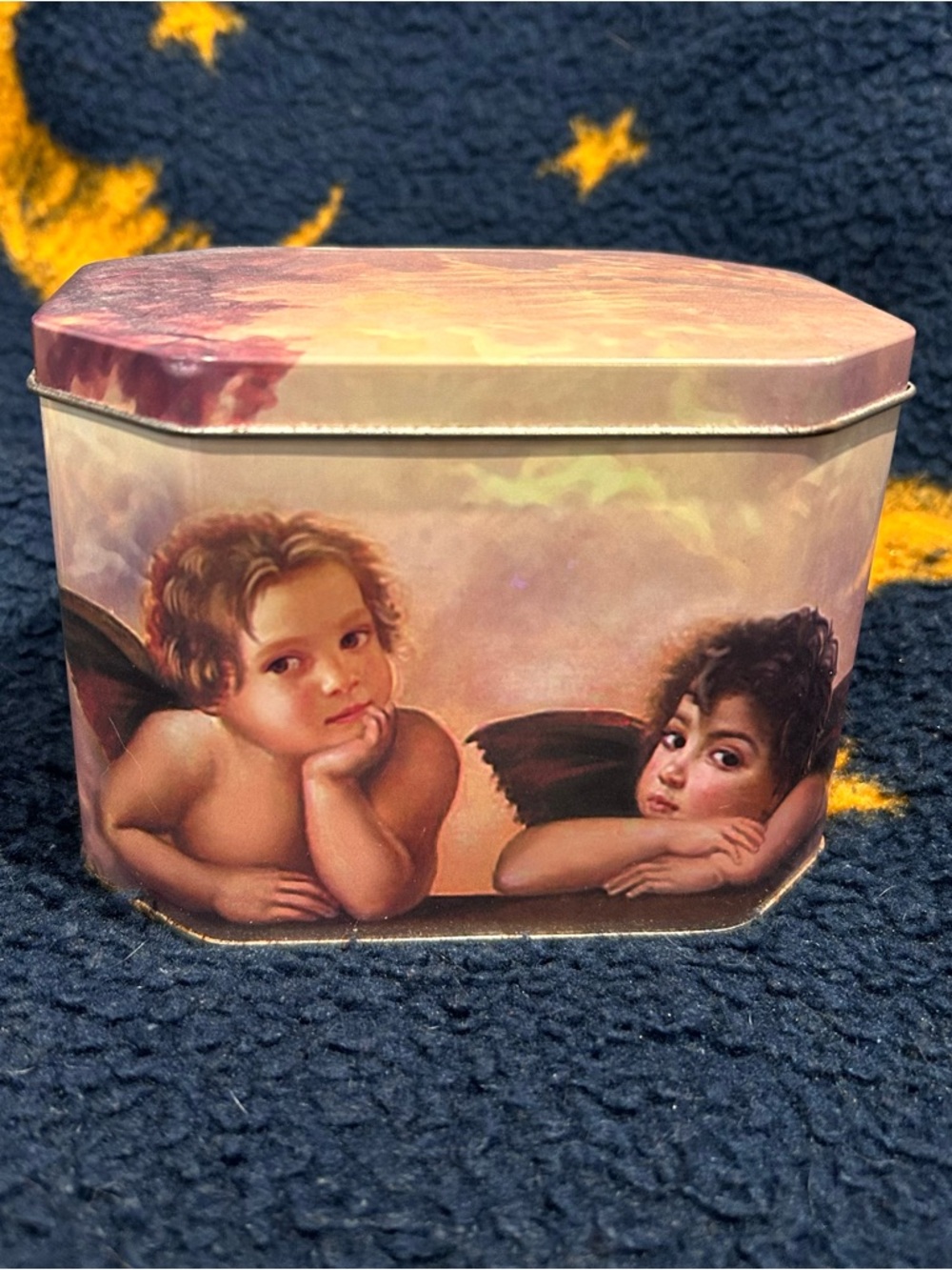 Vintage 90s Celestial Cherub Tin Rafael’s Angels Trinket Box Whimsigoth Decor